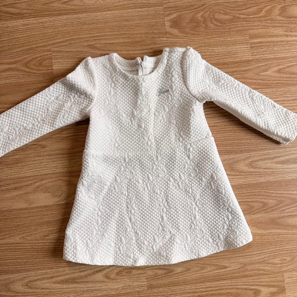 Guess White Textured Formal Kids Dress
